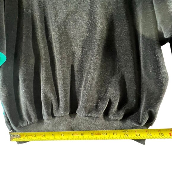 Vtg Velour Leisure Blouse Top Track Suit Colorblock Lg Black Purple Green USA - Picture 7 of 7